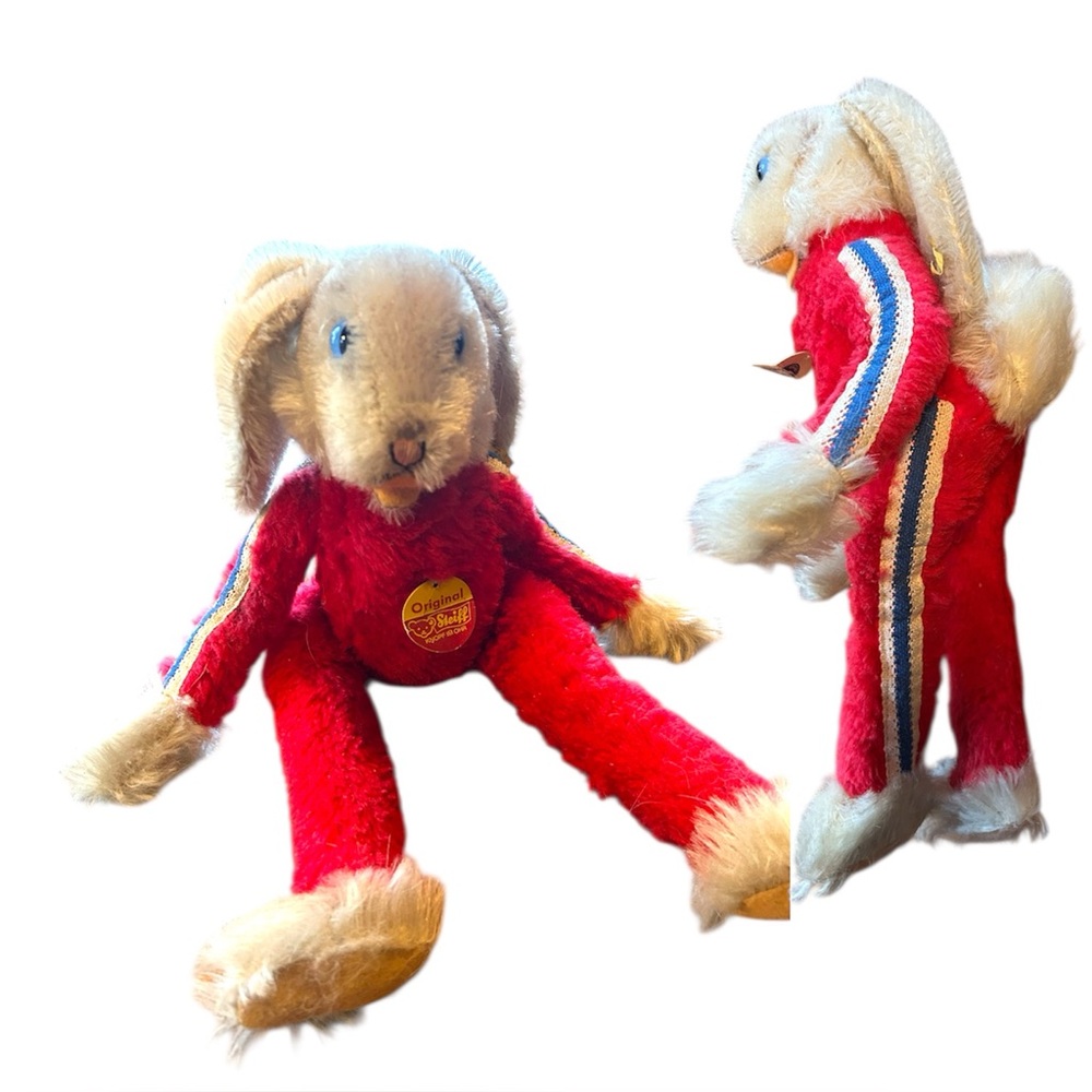 Vintage Steiff Olympic Rico Rabbit Ski Bunny Rare Jointed Plush